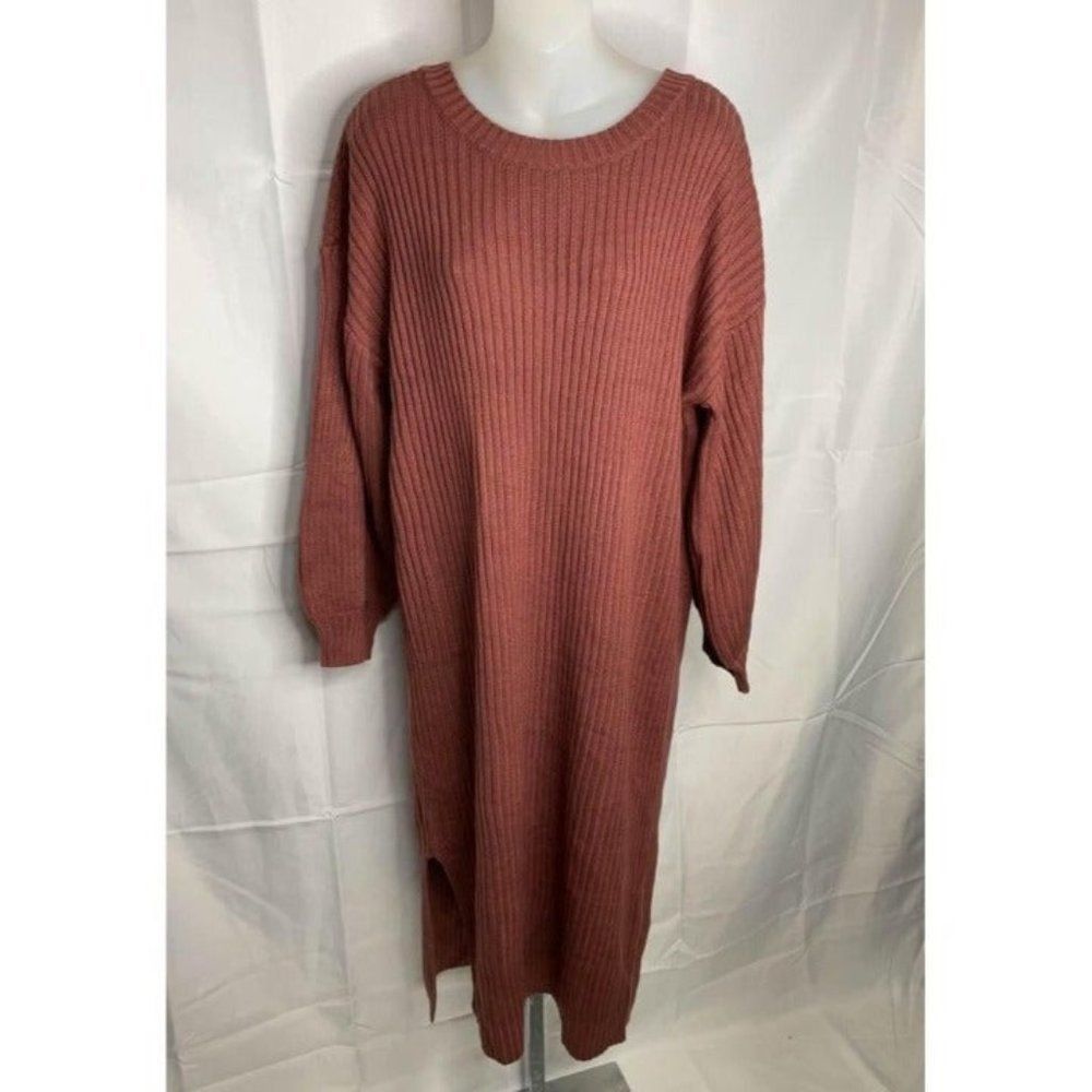 NWT Very J Medium Brick oversize V back sweater dress slouch baggy comfort